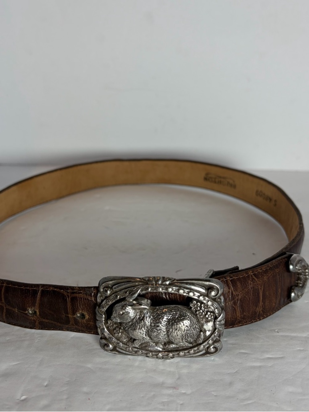 Brighton Belt Womens Small Brown Silver Bunny Rabbit Buckle Y2K